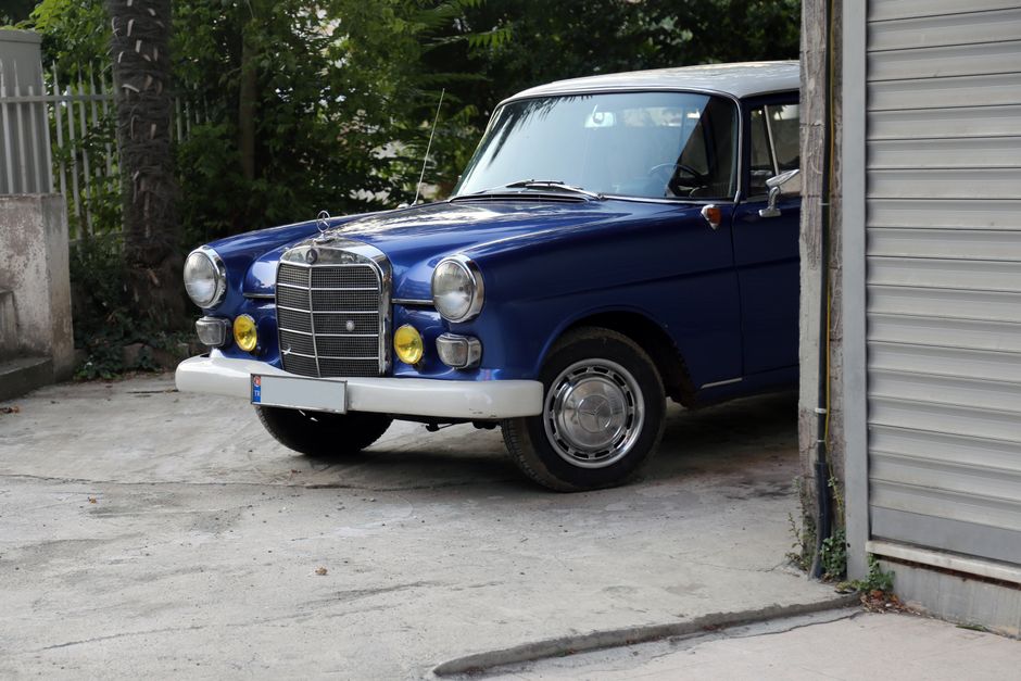 classic car parked garage
